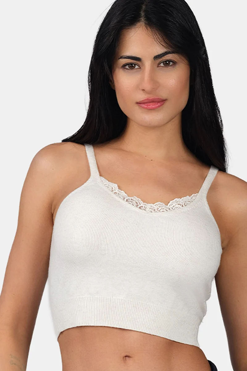 Lolo Cami|Viscose Lurex Strappy Crop Knit Cami