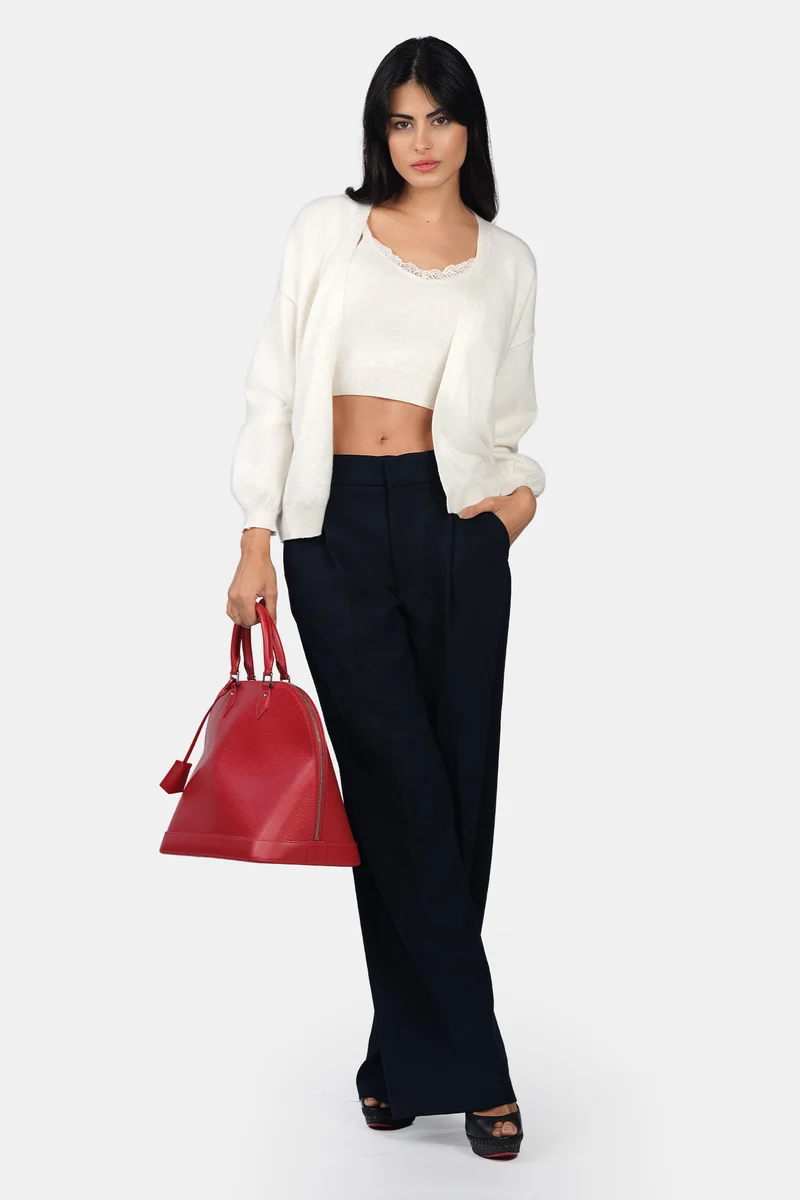 Lolo|Viscose Lurex Relaxed Fit Open Knit Cardigan