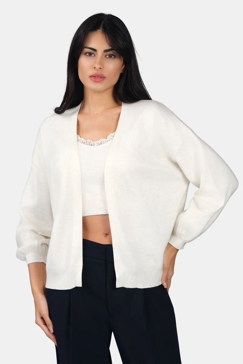 Lolo|Viscose Lurex Relaxed Fit Open Knit Cardigan