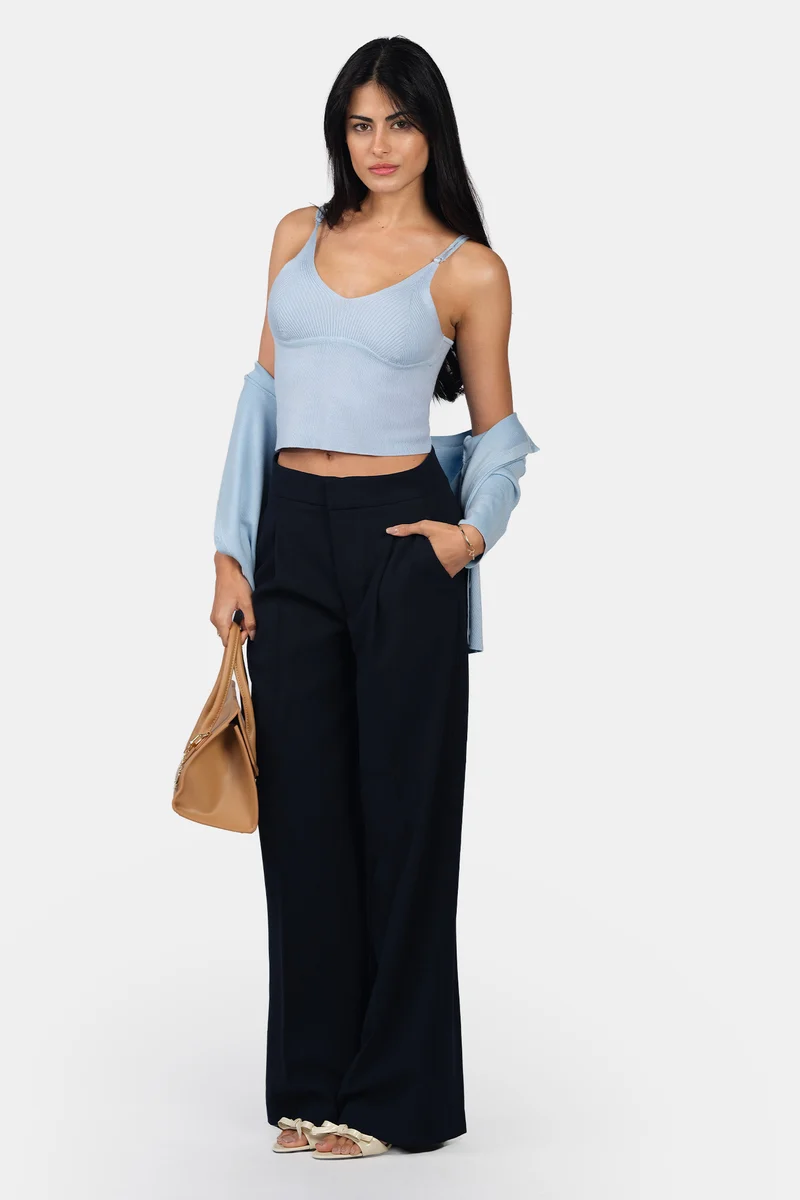 Onda Cami|Viscose V-Neck Slim Fit Strappy Knit Cami