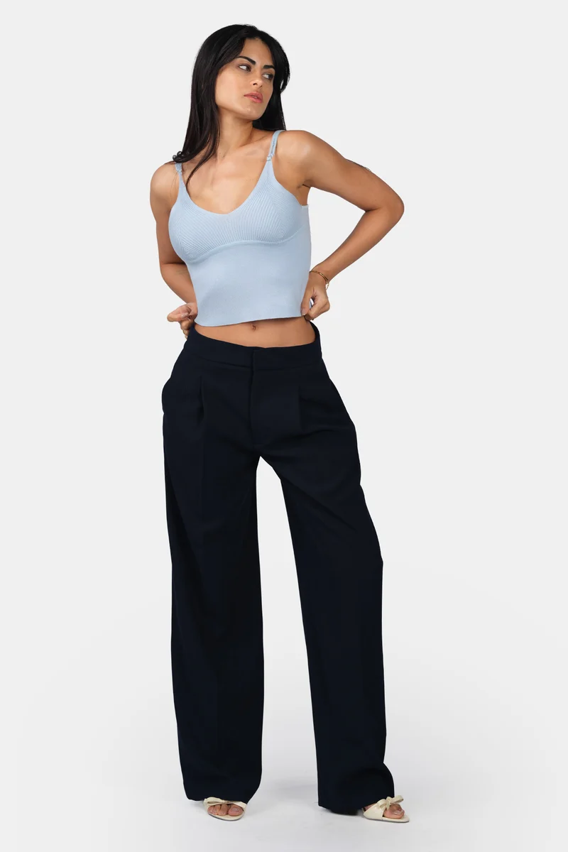 Onda Cami|Viscose V-Neck Slim Fit Strappy Knit Cami