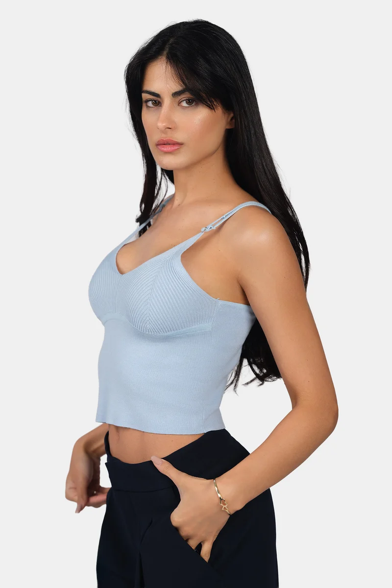 Onda Cami|Viscose V-Neck Slim Fit Strappy Knit Cami