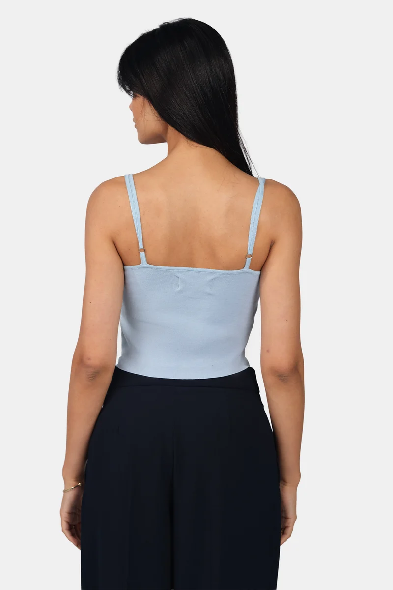 Onda Cami|Viscose V-Neck Slim Fit Strappy Knit Cami