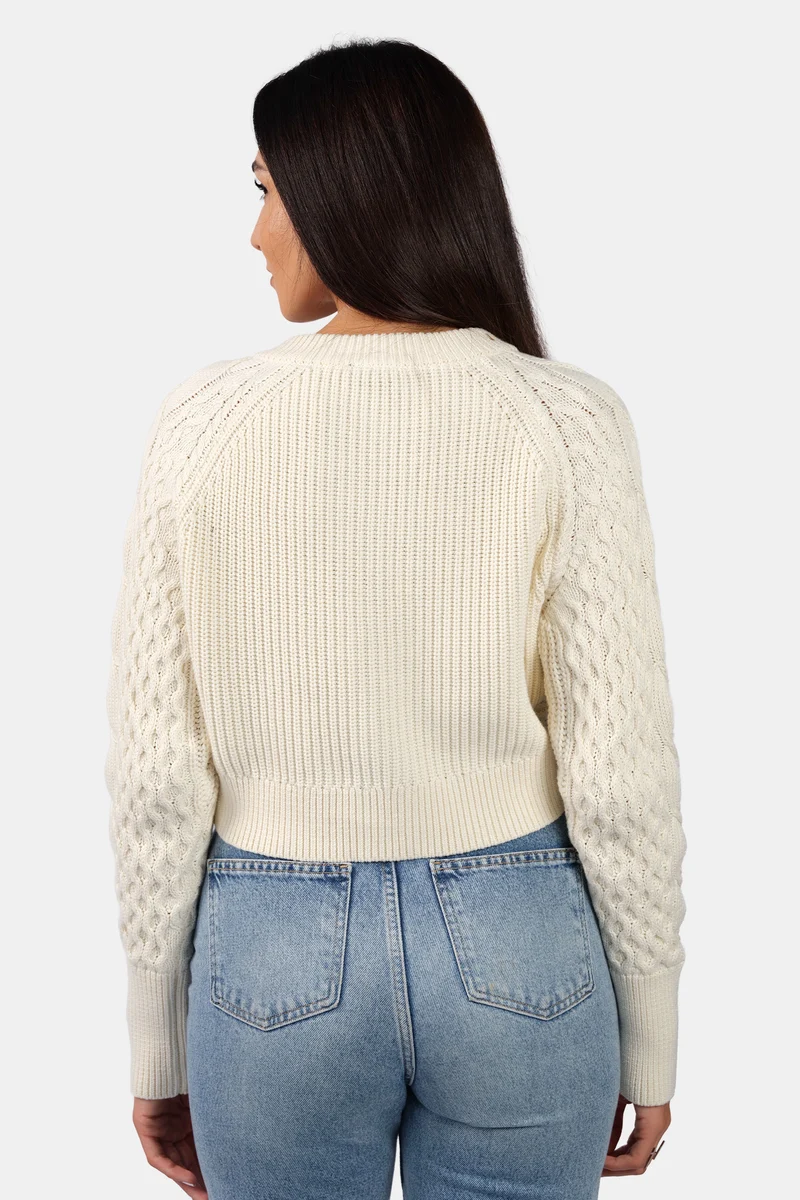 Sissy|100% Cotton Cable Knit Crop Cardigan