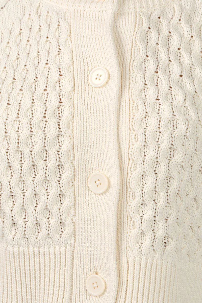 Sissy|100% Cotton Cable Knit Crop Cardigan