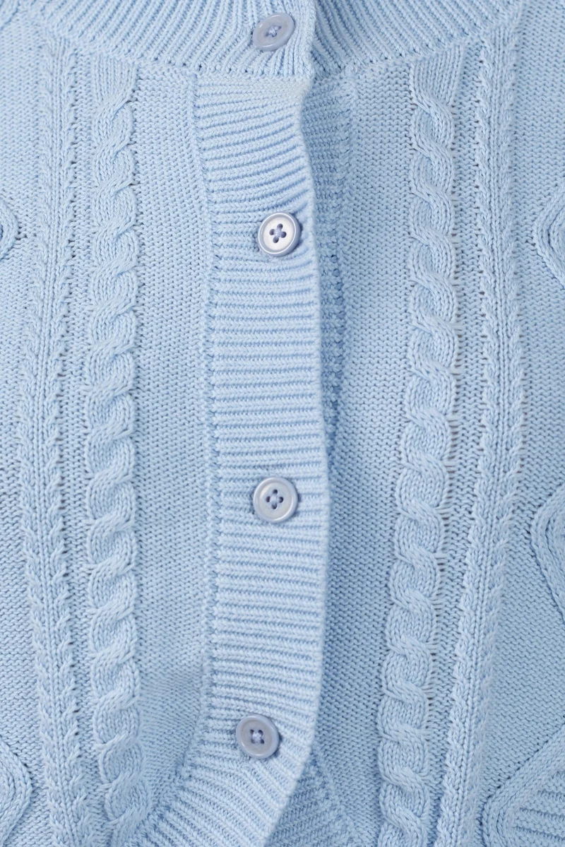 Sieny|100% Cotton Curved Hem Knitted Crop Cardigan