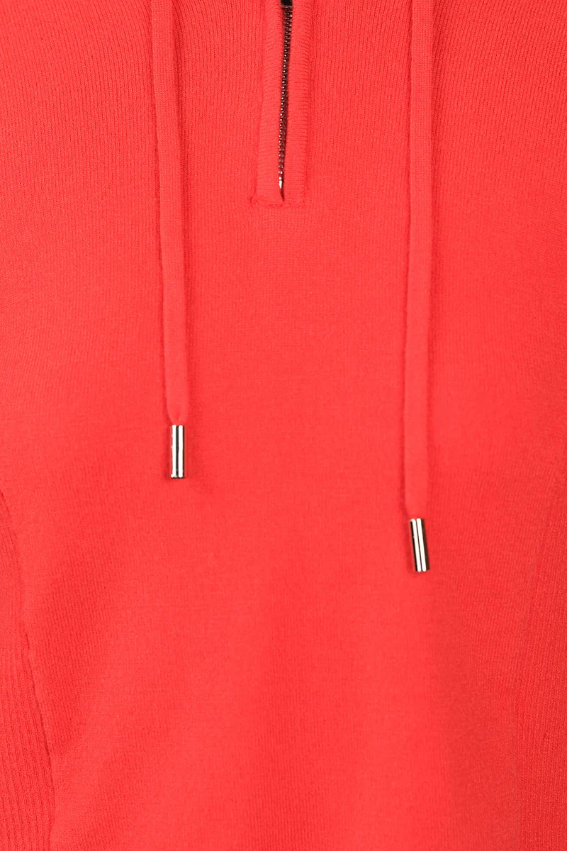Edda|Viscose Half Zip Slim Fit Knit Hoodie