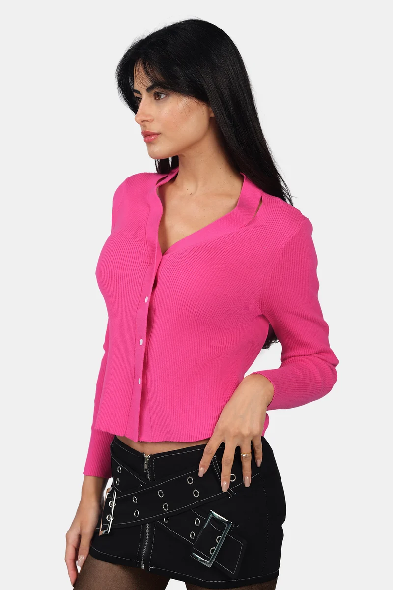 Roma|Cotton V-Neck Button Down Knit Cardigan