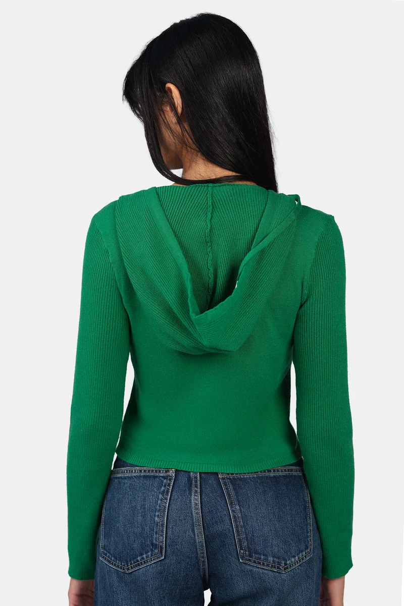 Ada|Viscose Half Zip Slim Fit Knit Hoodie