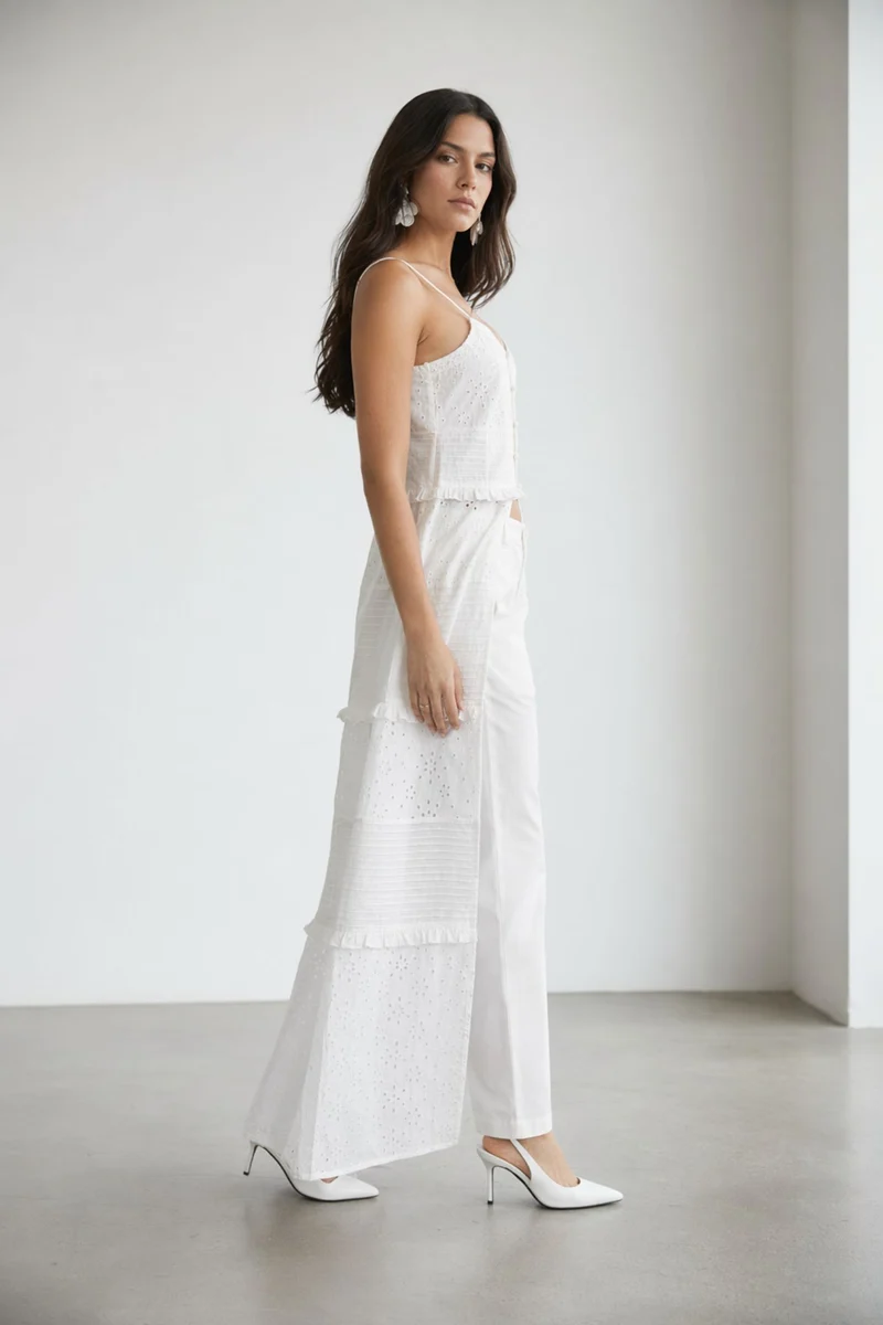 Eliona Top|100% Cotton Lace Panel Maxi Top