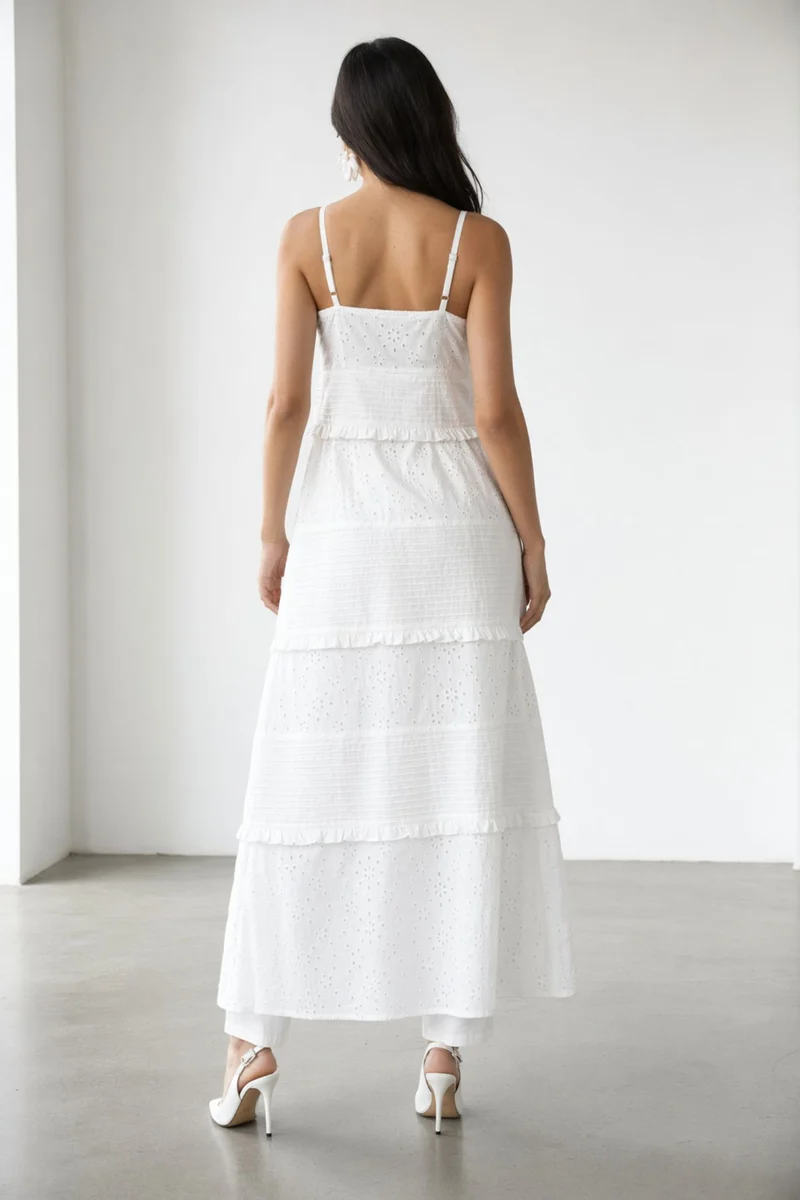 Eliona Top|100% Cotton Lace Panel Maxi Top