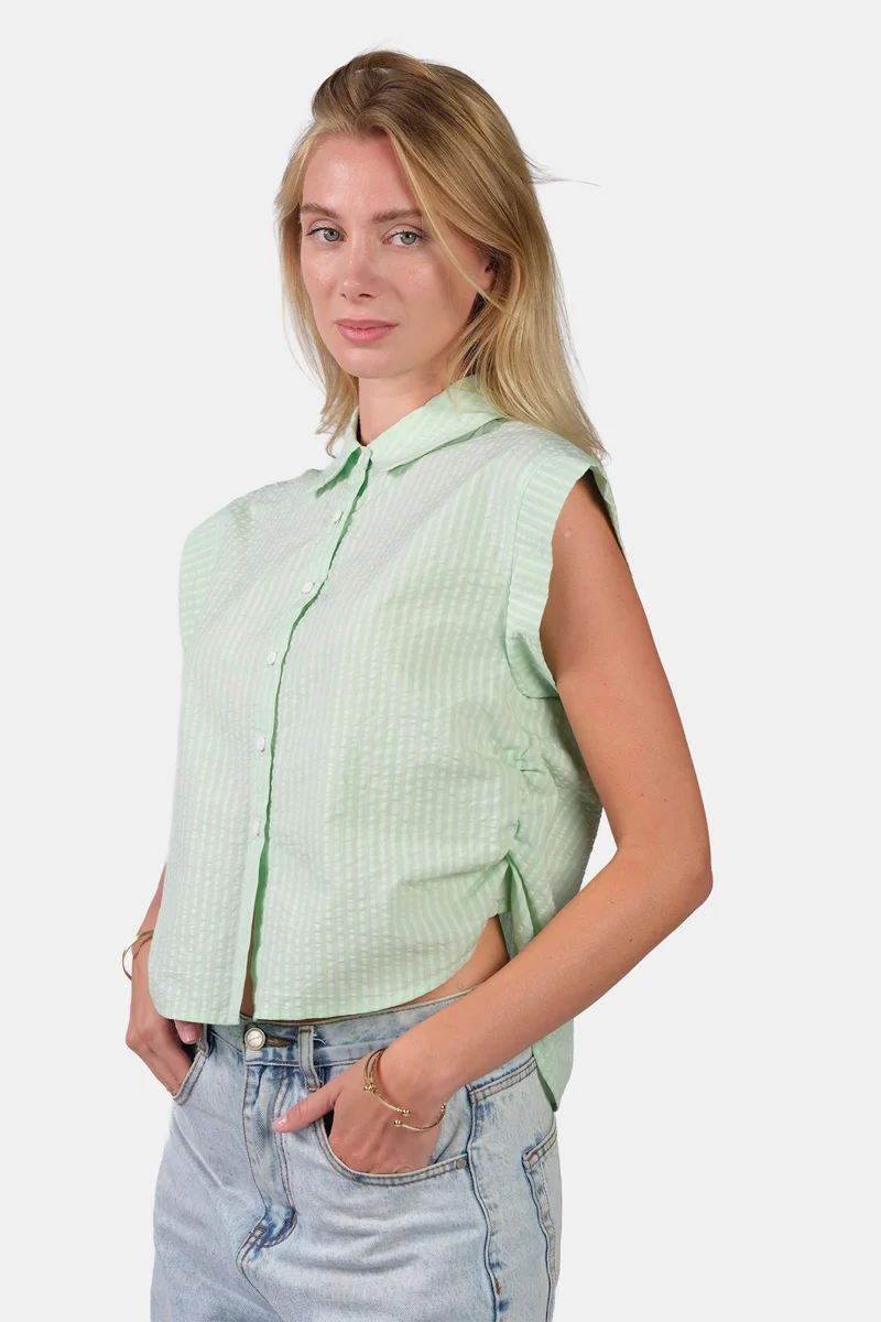 Rova|100% Cotton Ruched Shirt