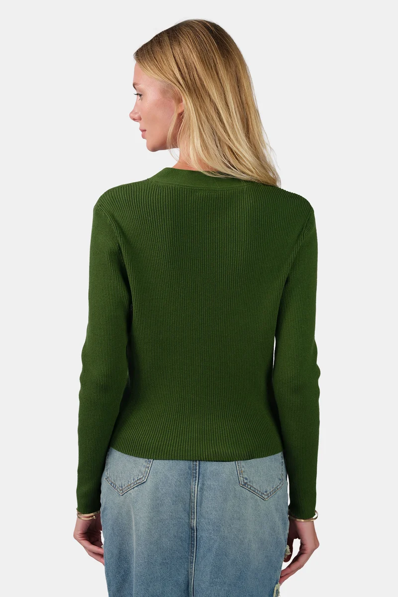 Lida|Cotton V-Neck Button Down Knit Cardigan