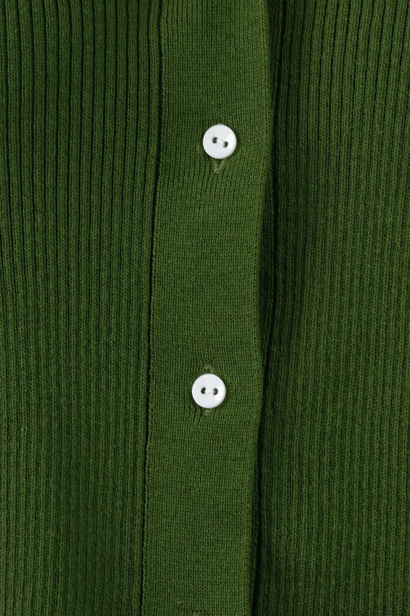 Lida|Cotton V-Neck Button Down Knit Cardigan
