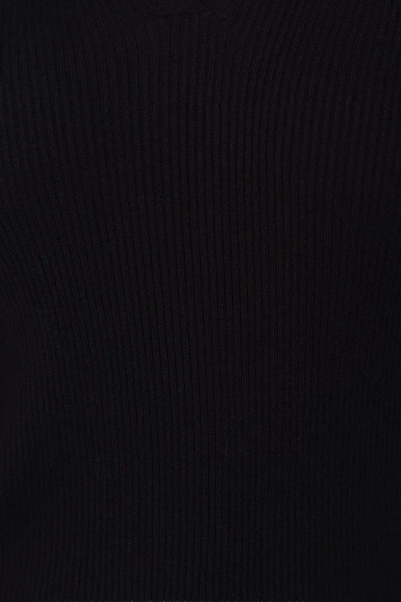 Nela|Viscose Johnny Collar Full Sleeve Knit Top