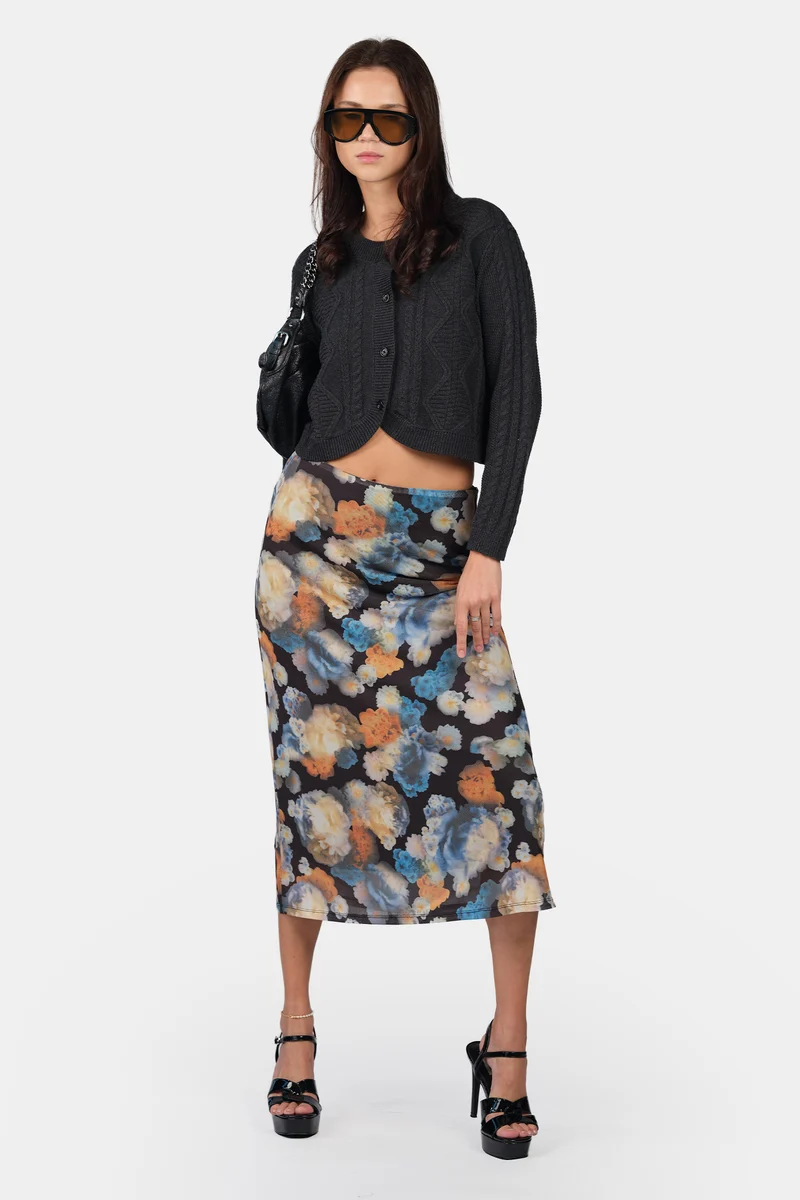 Ruza|100% Cotton Curved Hem Knitted Crop Cardigan