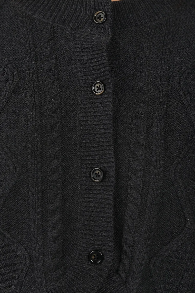 Ruza|100% Cotton Curved Hem Knitted Crop Cardigan