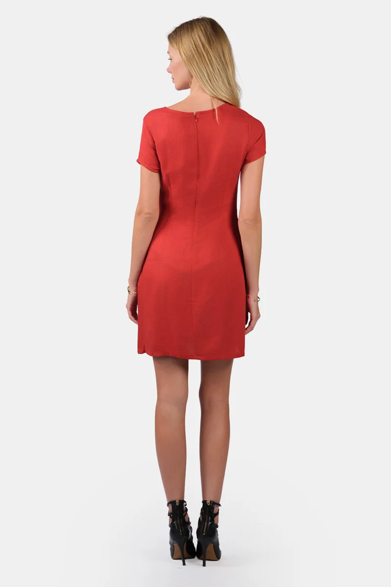 Nikiae|Linen Mini Shift Dress With Front Tie-Up