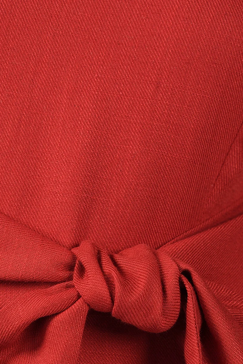 Nikiae|Linen Mini Shift Dress With Front Tie-Up