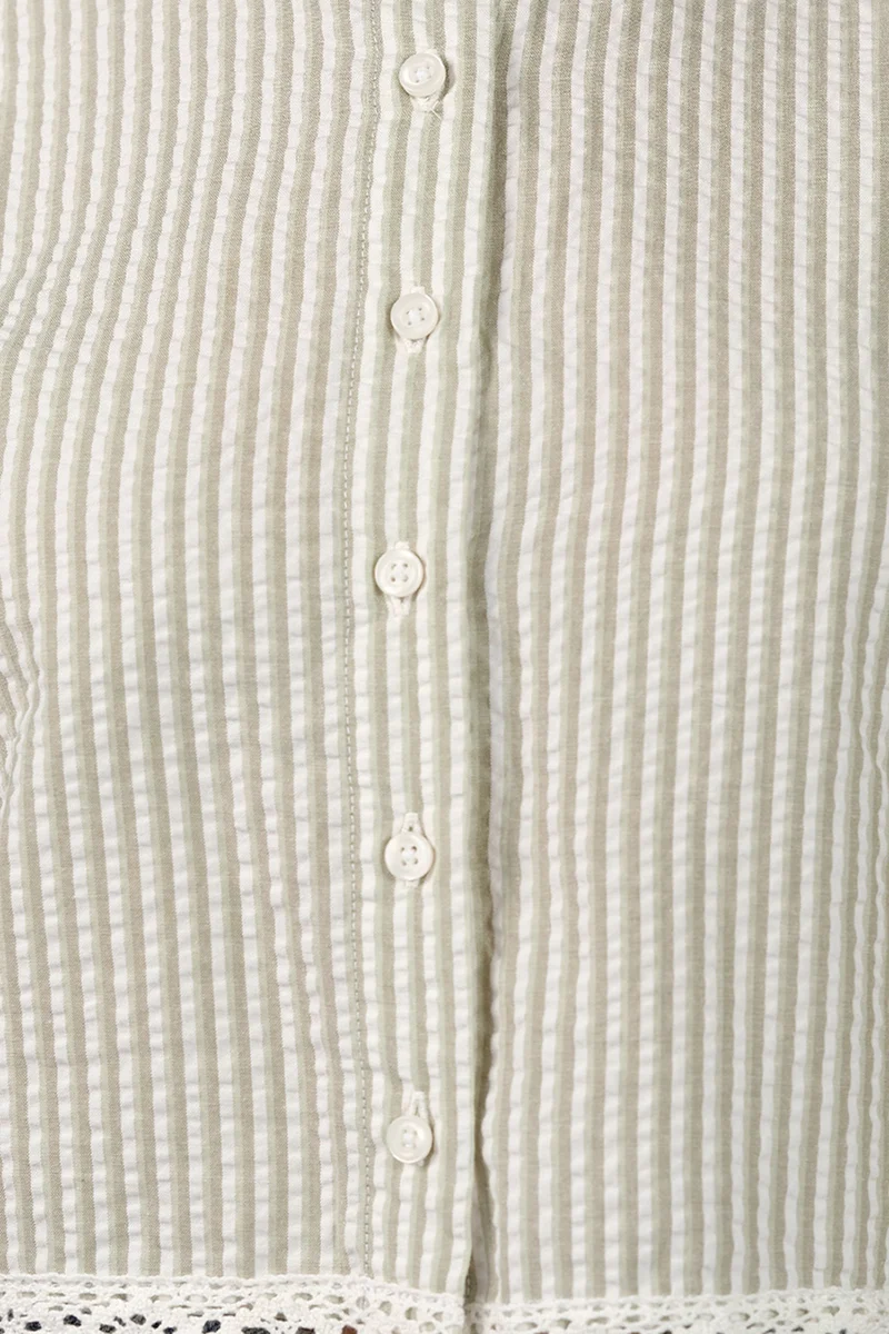 Nola|Cotton Crew Neck Lace Shirt