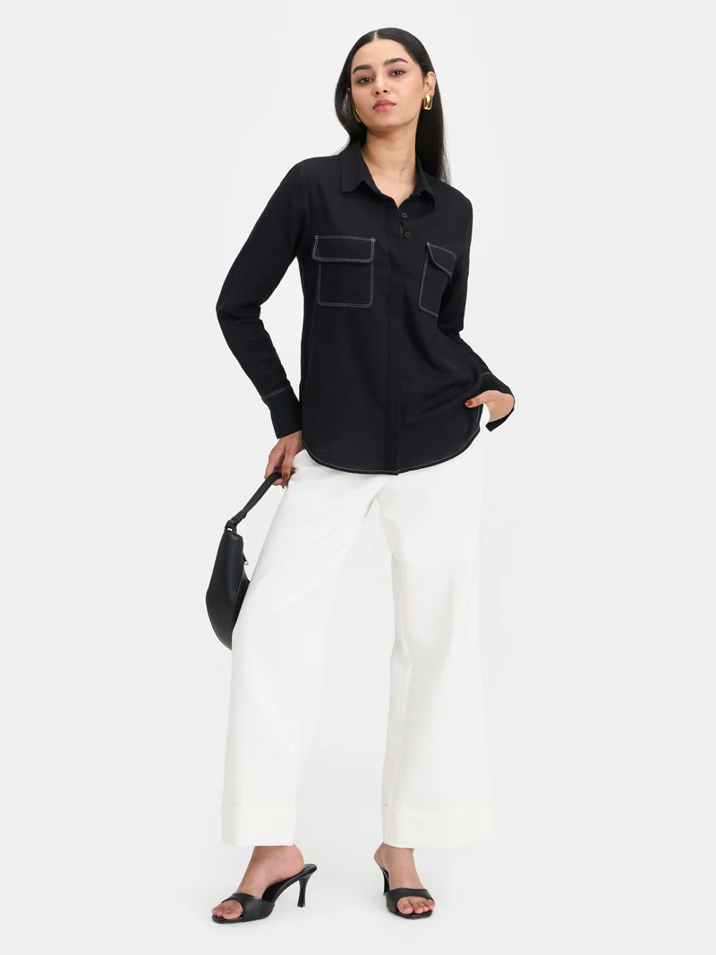 Aven|100% Cotton Shirt Contrast Stitches