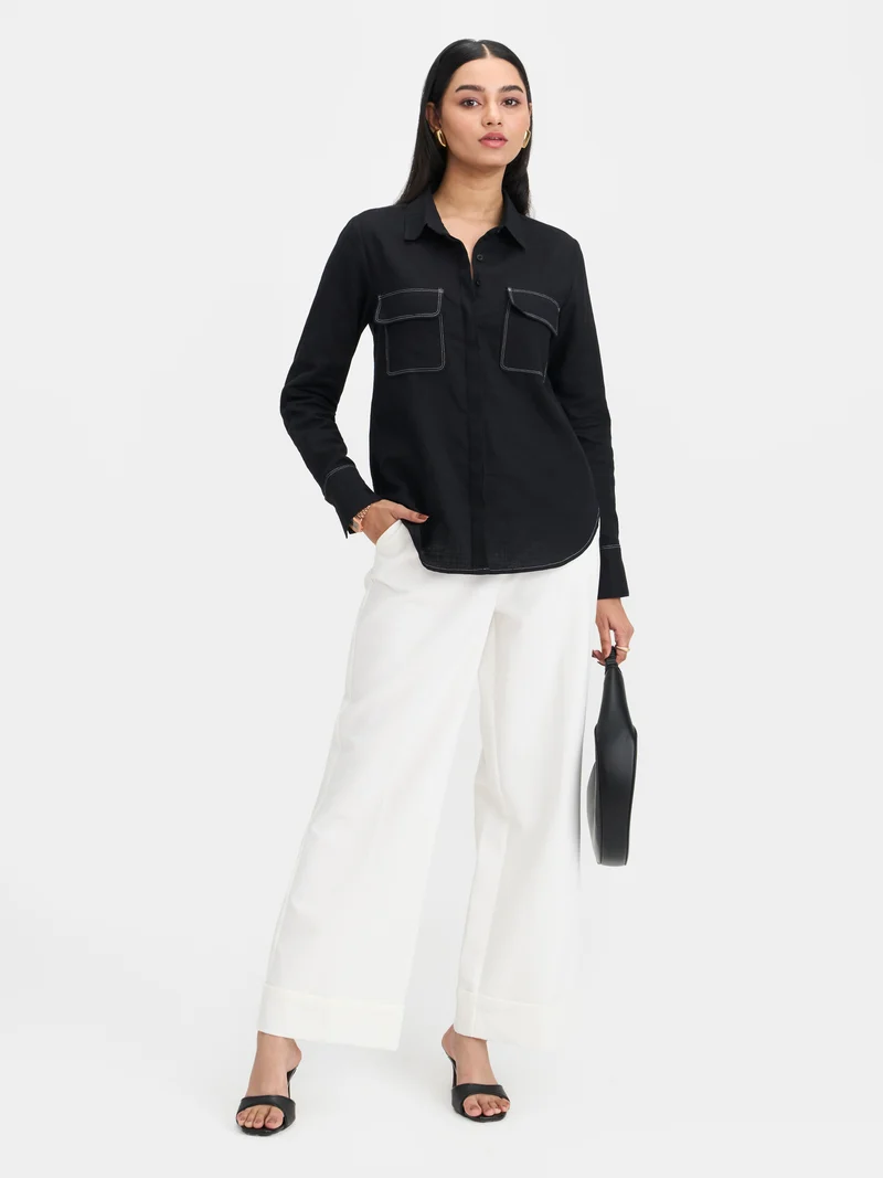 Aven|100% Cotton Shirt Contrast Stitches
