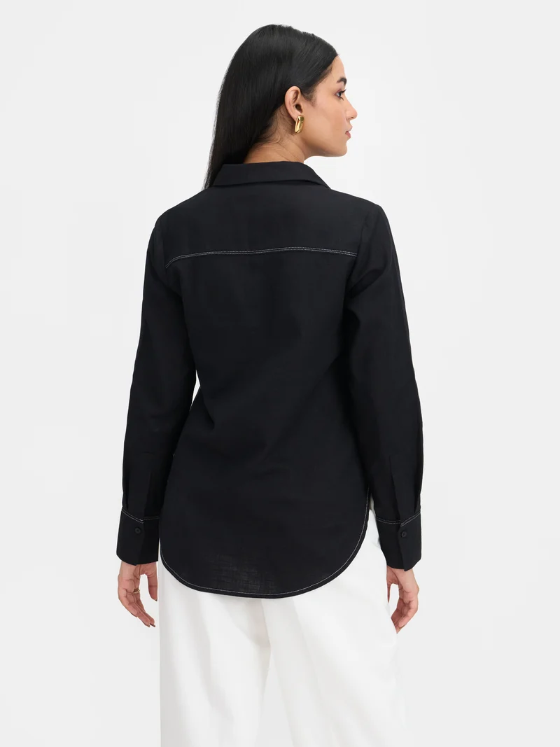 Aven|100% Cotton Shirt Contrast Stitches