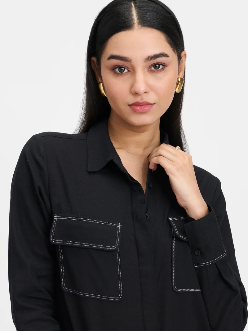 Aven|100% Cotton Shirt Contrast Stitches