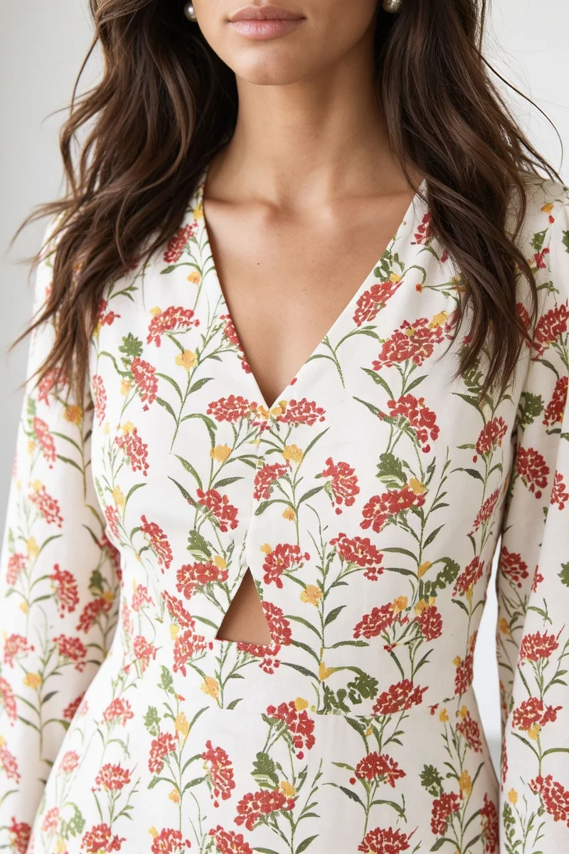 Liri|100% Viscose Bishop Sleeve Print Dress
