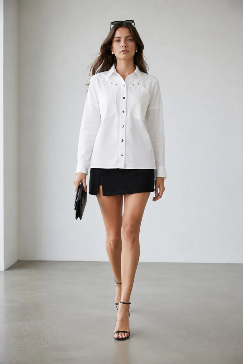 Zerina|Cotton Stretch Oversized Utility Shirt