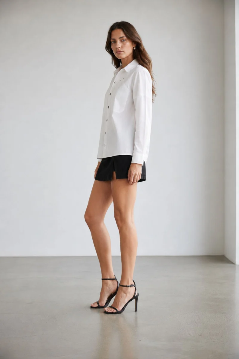 Zerina|Cotton Stretch Oversized Utility Shirt