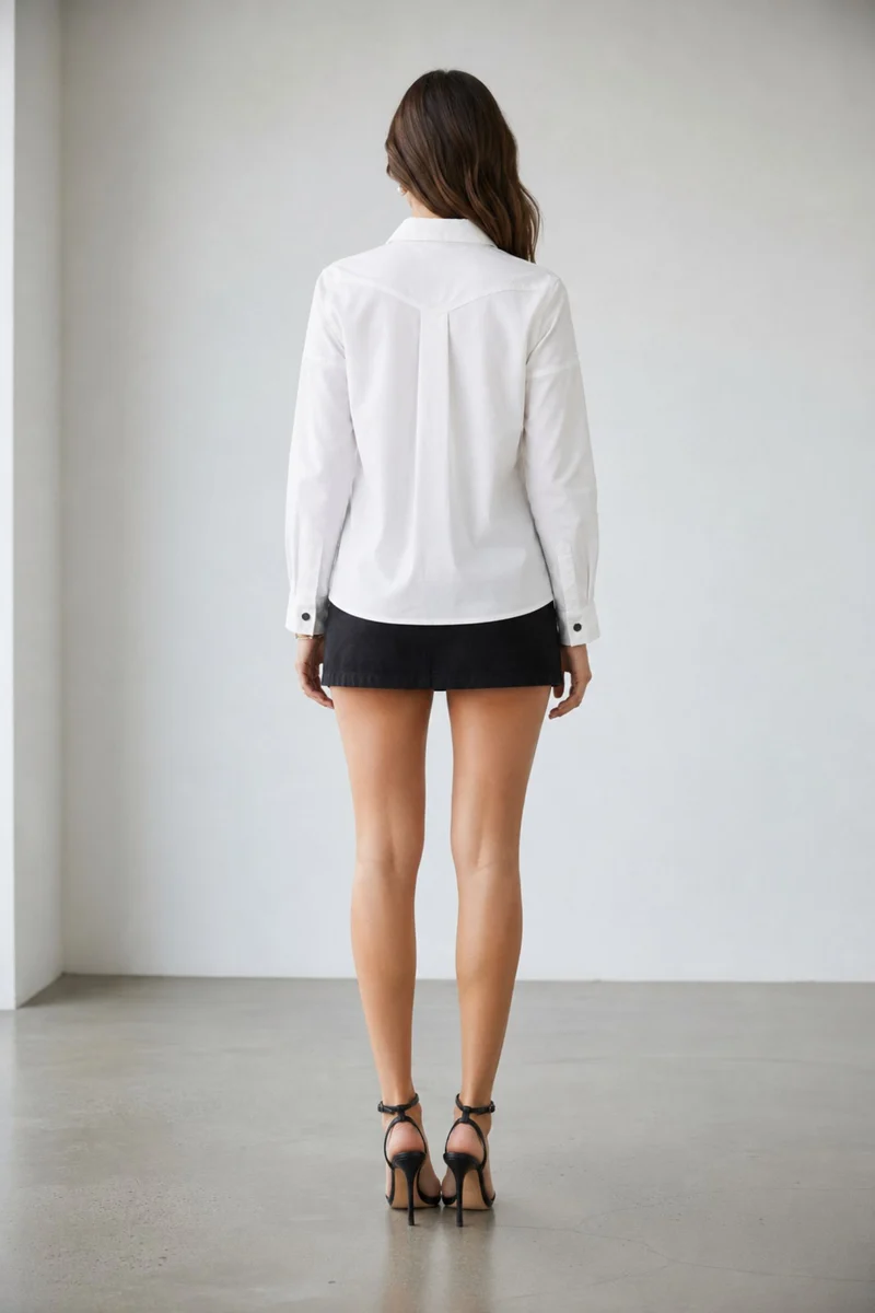 Zerina|Cotton Stretch Oversized Utility Shirt