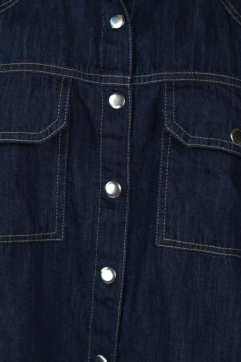 Zola|100% Cotton Boxy Cropped Denim Shirt