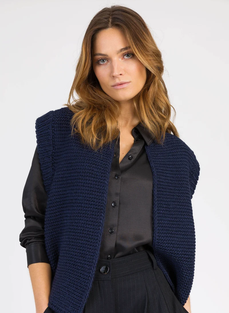 CARDIGAN SANS MANCHE LEGRINGOU A marine