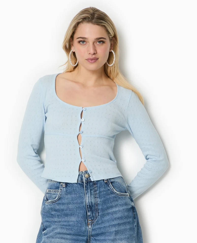 Top cardigan en maille fantaisie