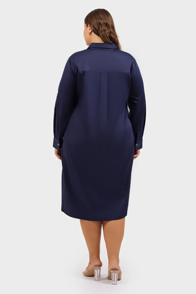 Kubra|100% Cotton Midi Shirt Dress