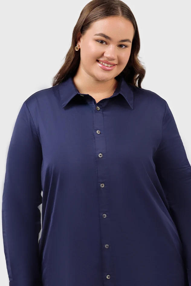 Kubra|100% Cotton Midi Shirt Dress