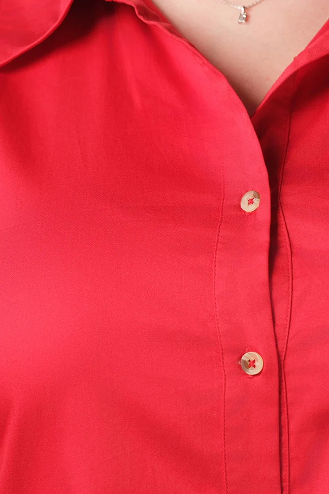 Hane|100% Cotton Midi Shirt Dress