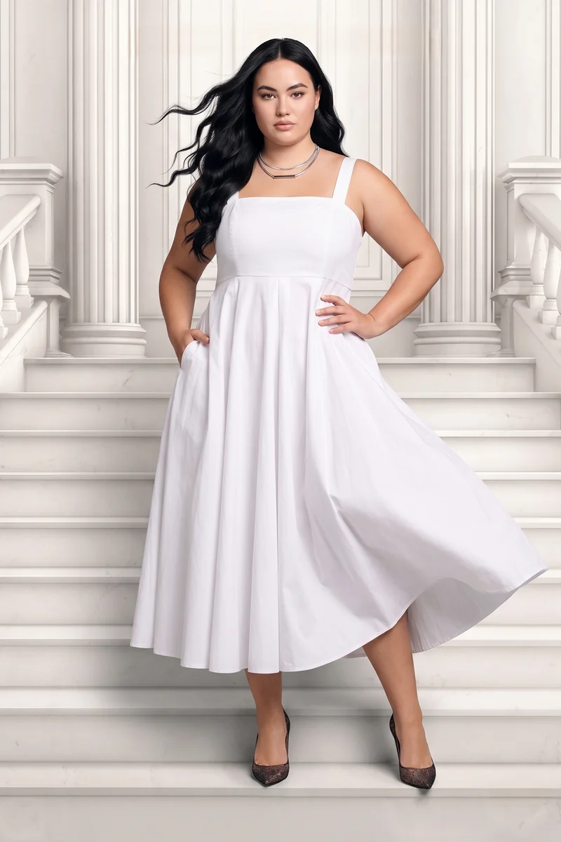 Canan|100% Cotton Fit And Flare Dress With Bow