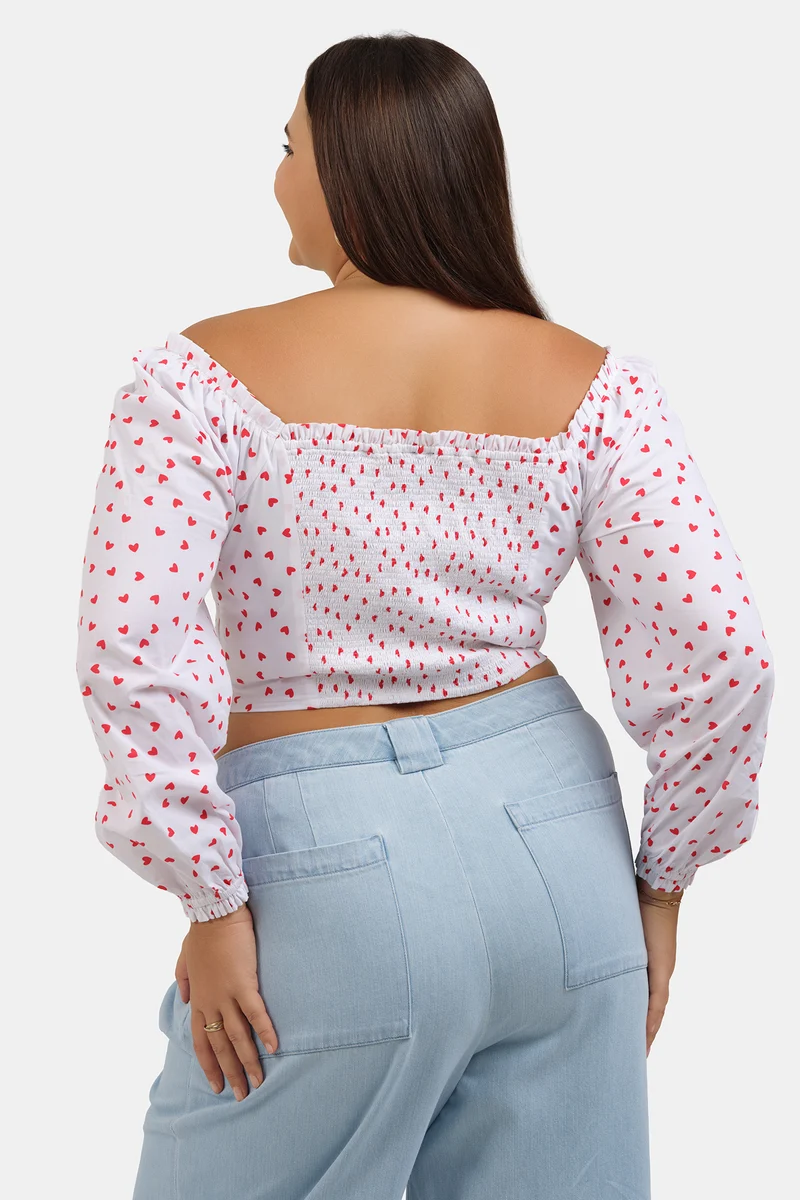 Ilayda|100% Cotton Cropped Top With Sweetheart Neckline
