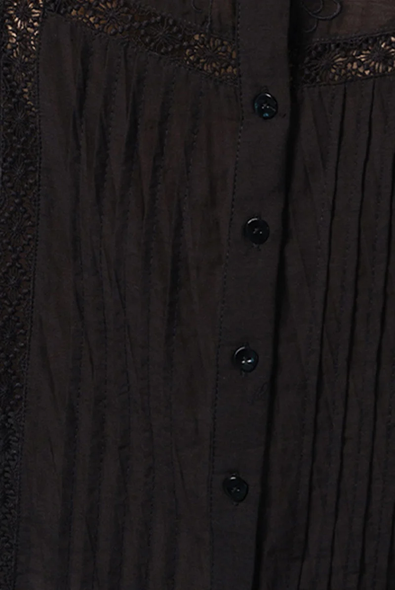 Pelin|Cotton Shirt With Lace And Embroidery