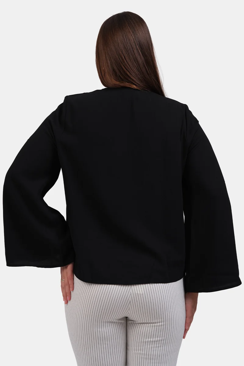 Milol|Crepe Flared Top With Front Tie-Up Detail