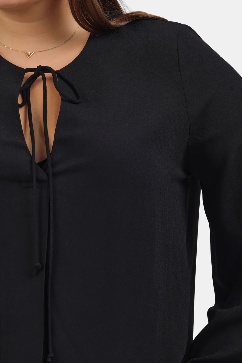 Milol|Crepe Flared Top With Front Tie-Up Detail
