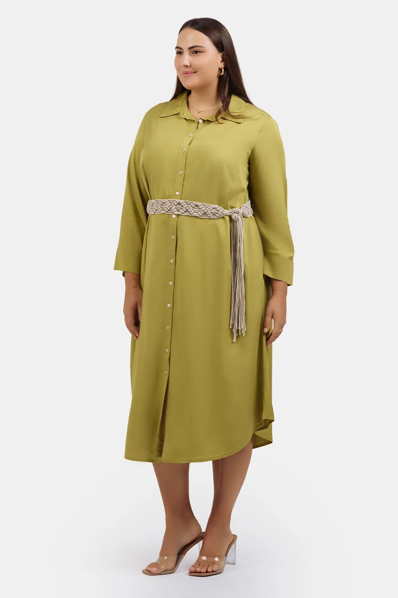 Aysegul|100% Tencel Midi Dress With Belt