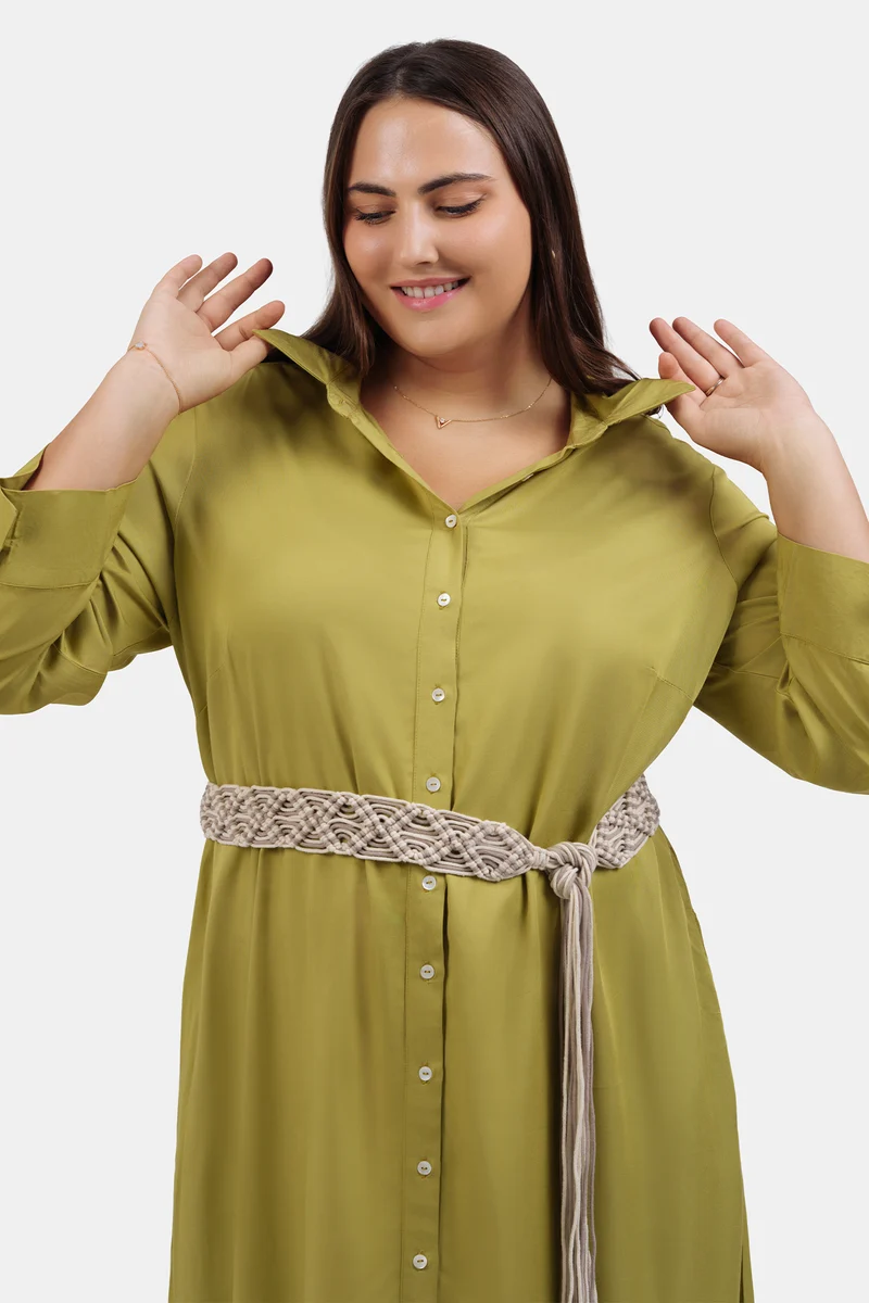 Aysegul|100% Tencel Midi Dress With Belt