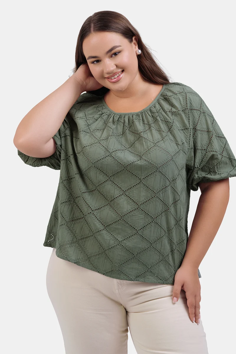 Aylin|100% Cotton Schiffli Flared Top