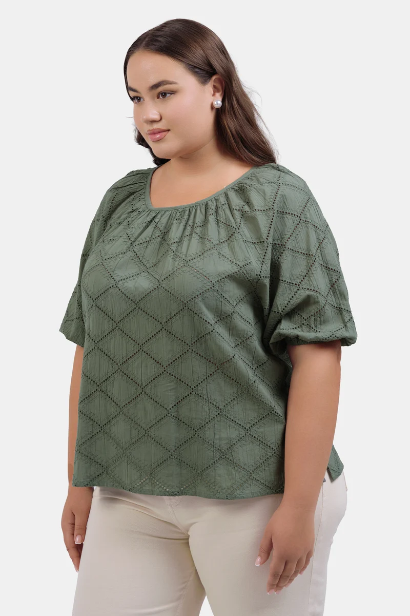 Aylin|100% Cotton Schiffli Flared Top