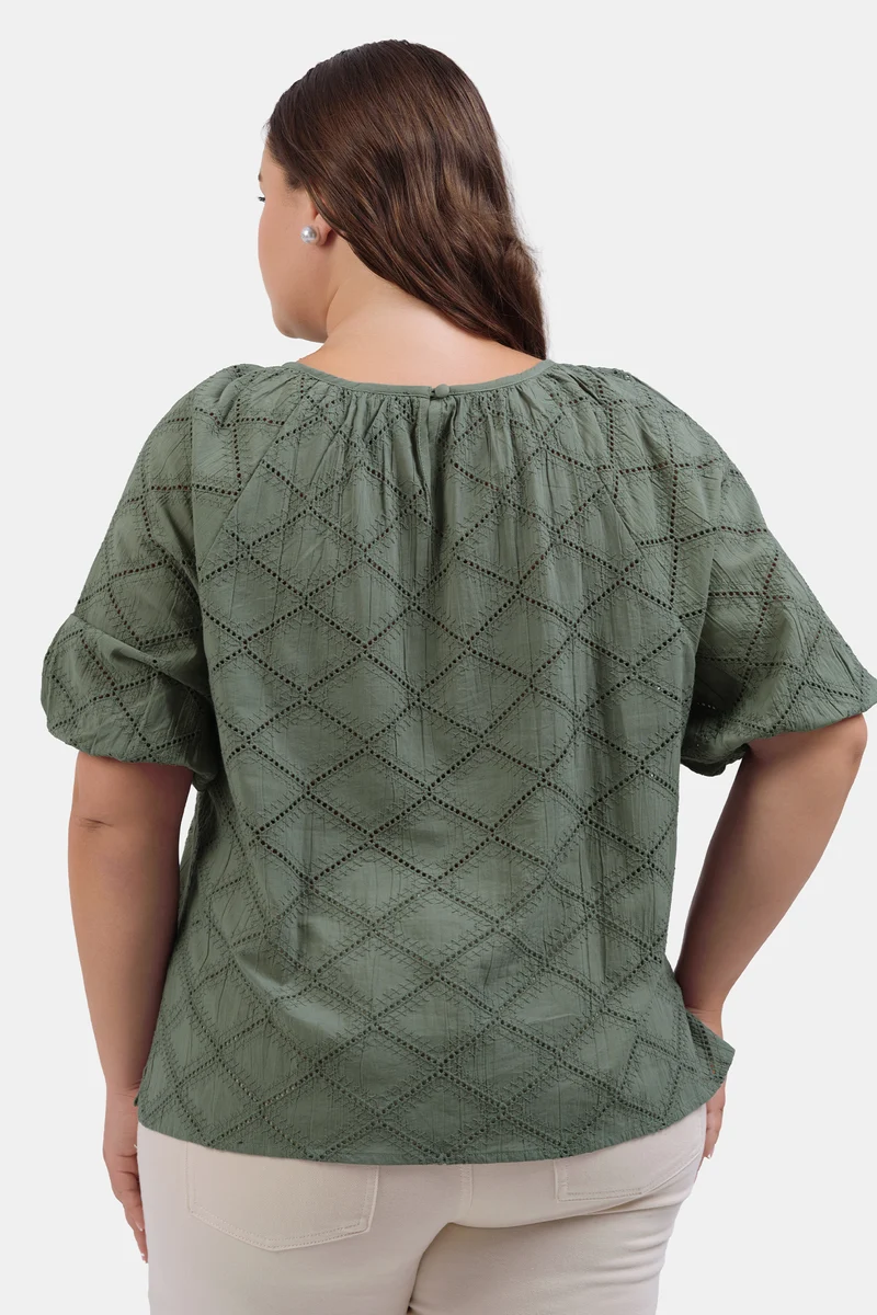 Aylin|100% Cotton Schiffli Flared Top