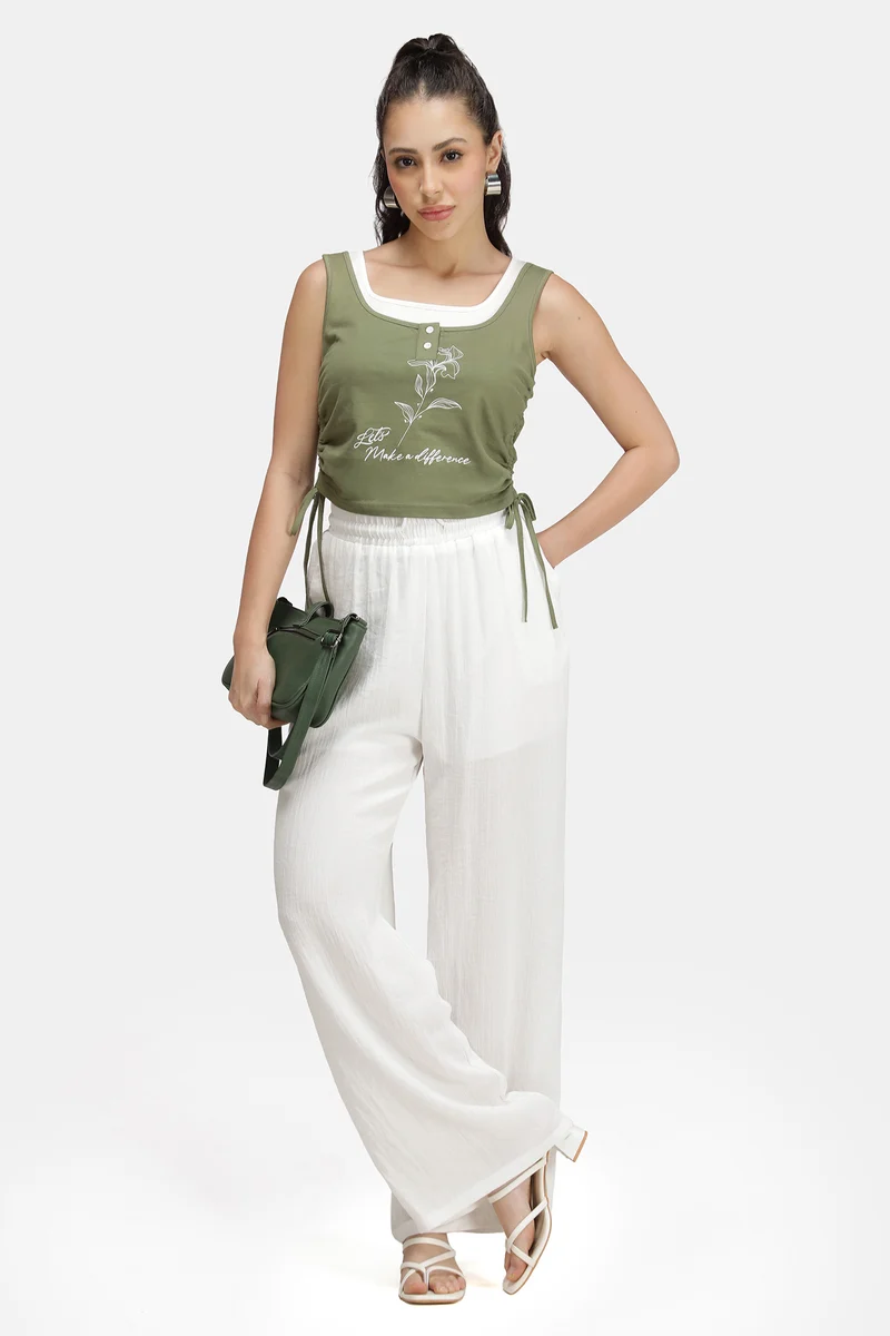 Terra|100% Cotton Graphic Top With Drawstrings