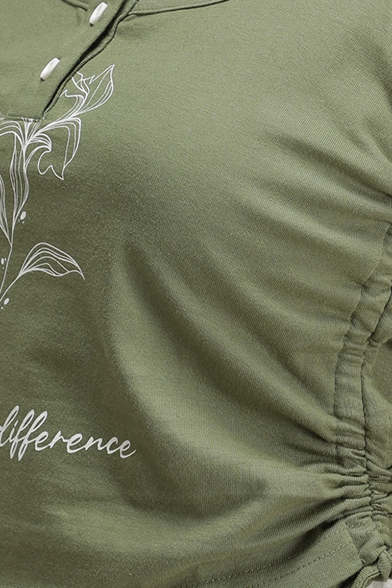 Terra|100% Cotton Graphic Top With Drawstrings